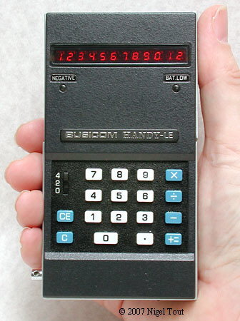 Busicom LE-120A in hand