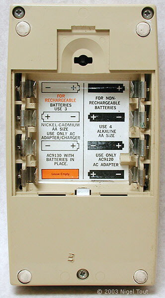 TI 2500B Datamath battery compartment