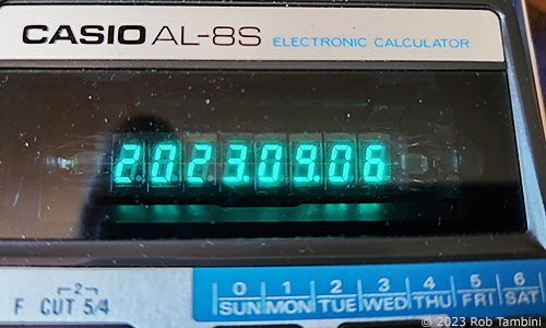 Casio AL8S display showing year 2023