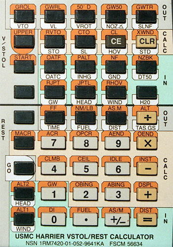 USMC Harrier calculator keyboard