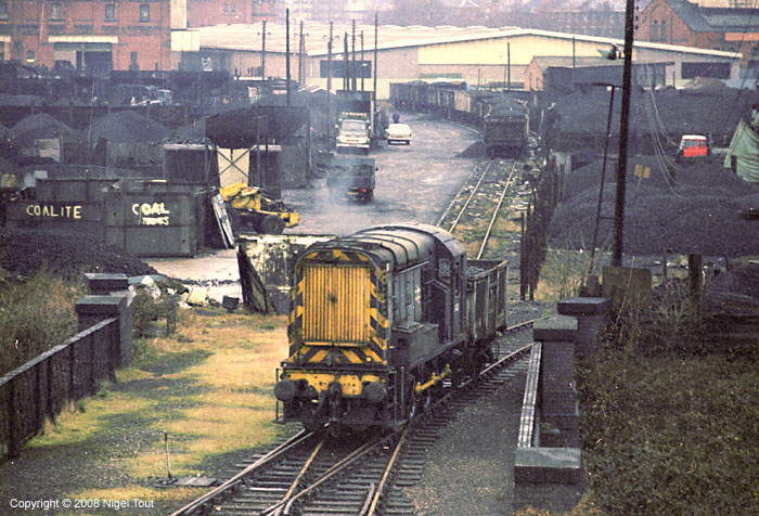 Diesel shunter with coal wagon, Leicester Central goods yard Diesel shunter with coal wagon, Leicester Central goods yard