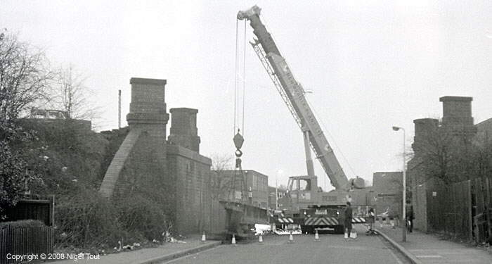Devonshire road bridge, GCR, under demolition Devonshire road bridge, GCR, under demolition