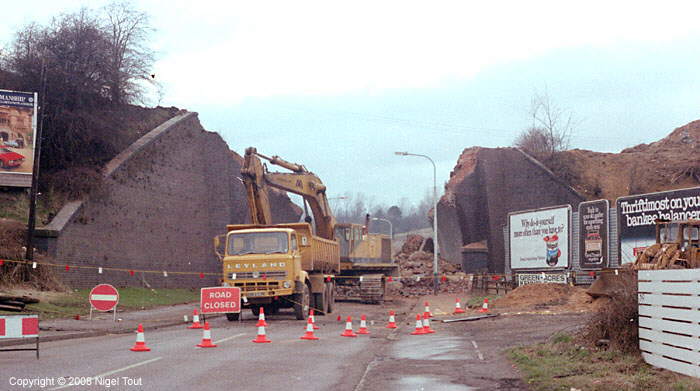 Great Central road bridge atThurcaston Road being demolished