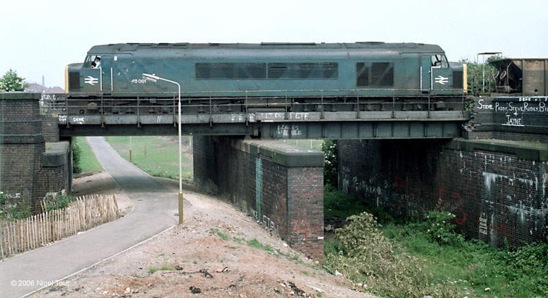 "Peak" 45001 crossing Great Central Way, Leicester