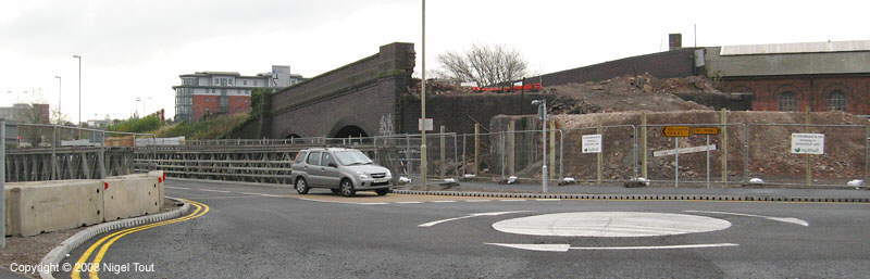 Temporary road during demolition of Upperton Road viaduct GCR, Leicester Temporary road during demolition of Upperton Road viaduct GCR, Leicester
