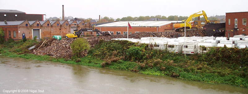 Demolition of GCR viaduct, next to river Soar, Leicester