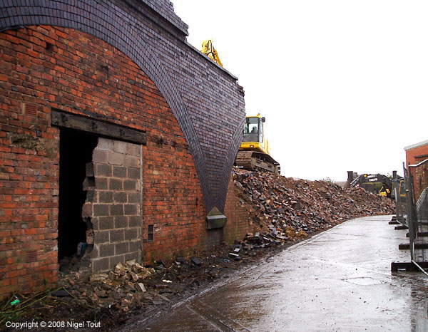 Demolition of GCR viaduct, next to river Soar, Leicester