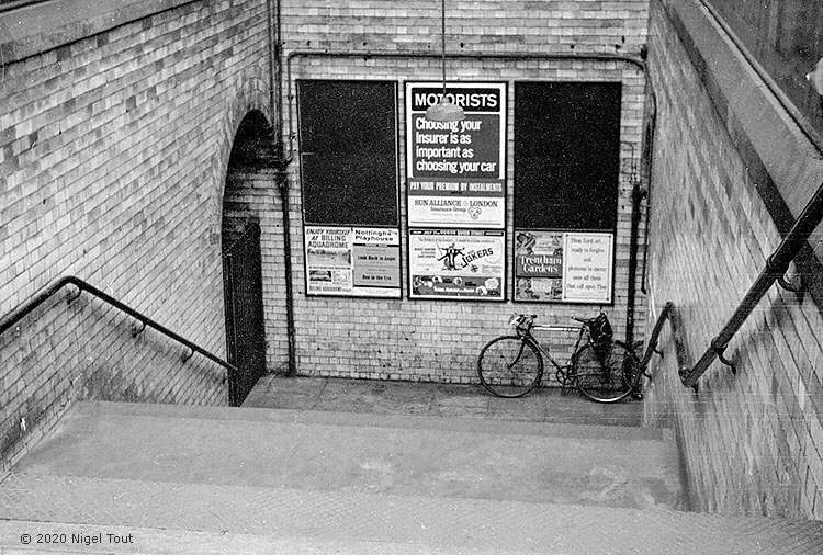 Leicester Central station looking down the stairs to the platforms