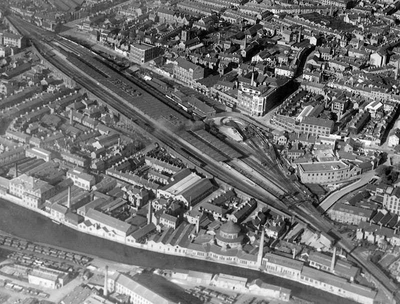 R101 aerial photograph of Leicester Central station R101 aerial photograph of Leicester Central station