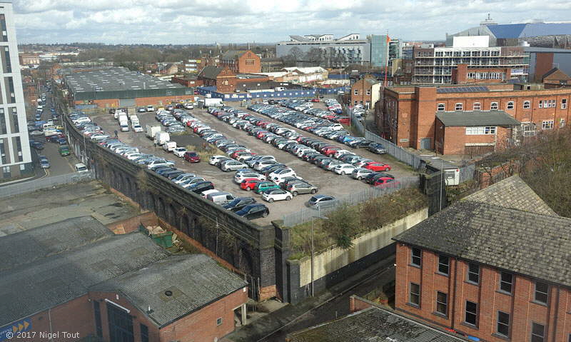 Looking down onto site of Leicester Central station