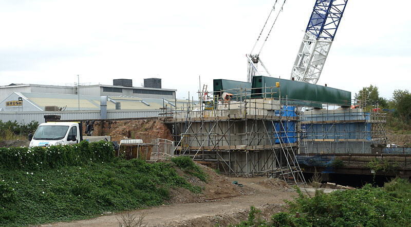 Side beams of the new bridge over The Gap in place Side beams of the new bridge over The Gap in place