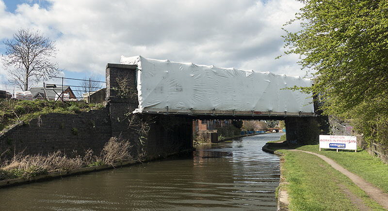 GCR canal bridge cocooned for refurbishment GCR canal bridge cocooned for refurbishment