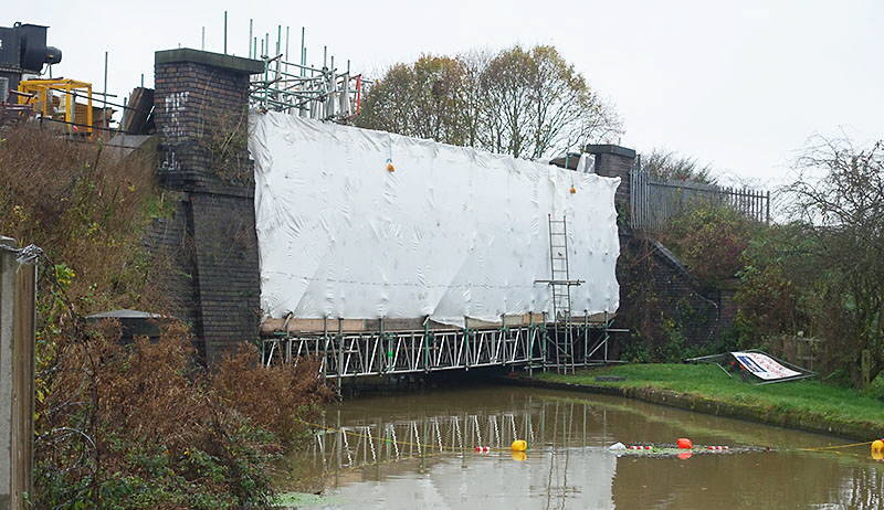 GCR canal bridge with main girder being refurbished GCR canal bridge with main girder being refurbished